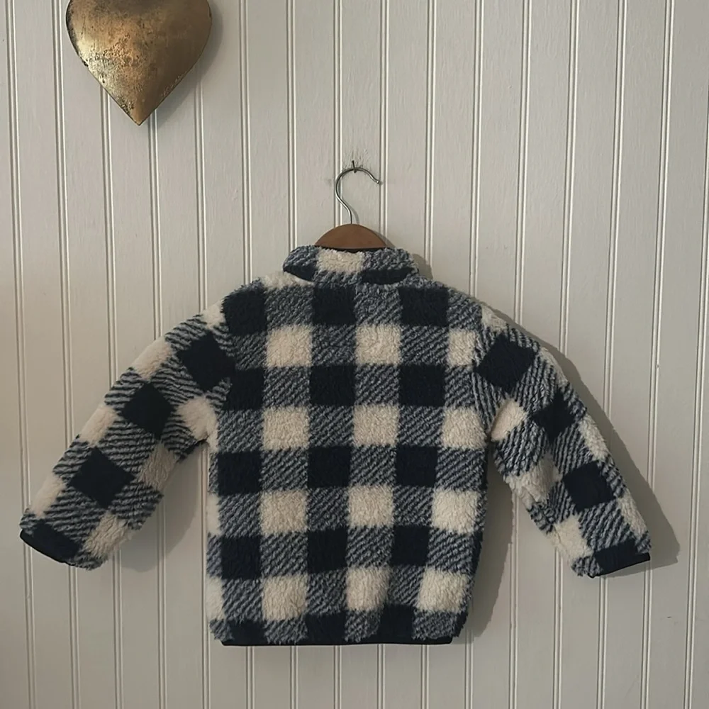 Toddler Boys Plaid Print Sherpa Zip-Up Jacket - Tidal Size: 2T
